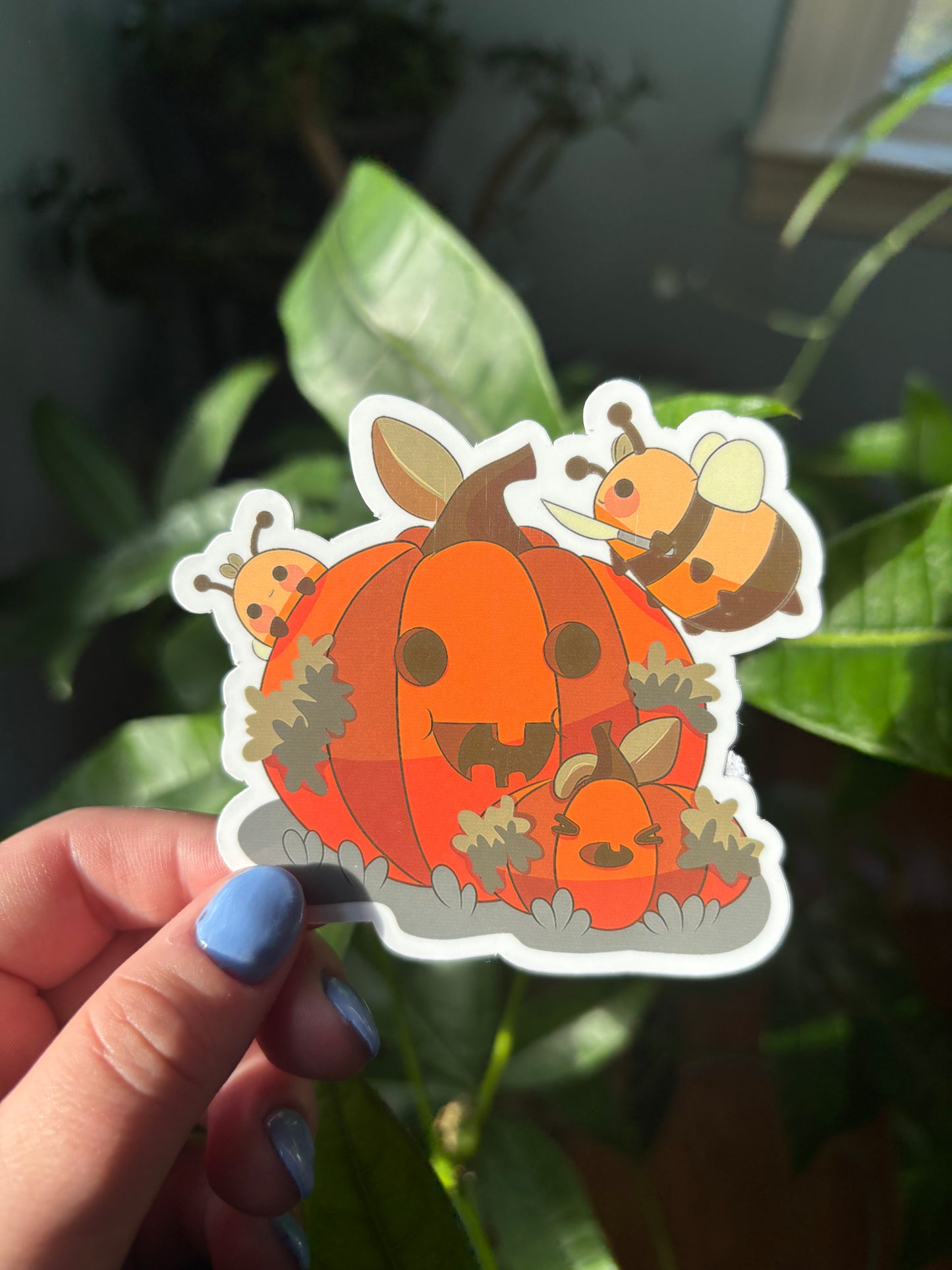 bees carving pumpkins