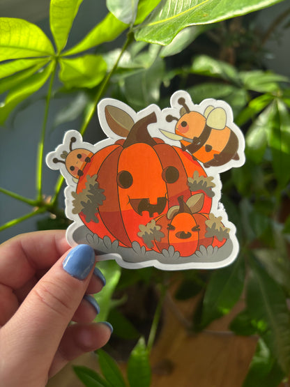 bees carving pumpkins