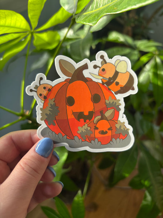 bees carving pumpkins