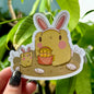 Kawaii Frog Easter Sticker | Bunny Ears, Baby Chicks