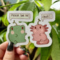 Frog and Axolotl Best Friend Vinyl Stickers | Kawaii Comic Design