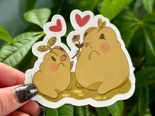 Frog In Love Waterproof Vinyl Sticker | Kawaii Butt Frog Design