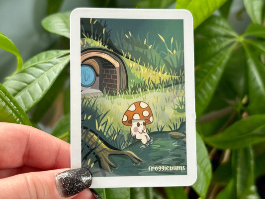 Mushroom Relaxing Vinyl Sticker | Cottagecore Forest Art