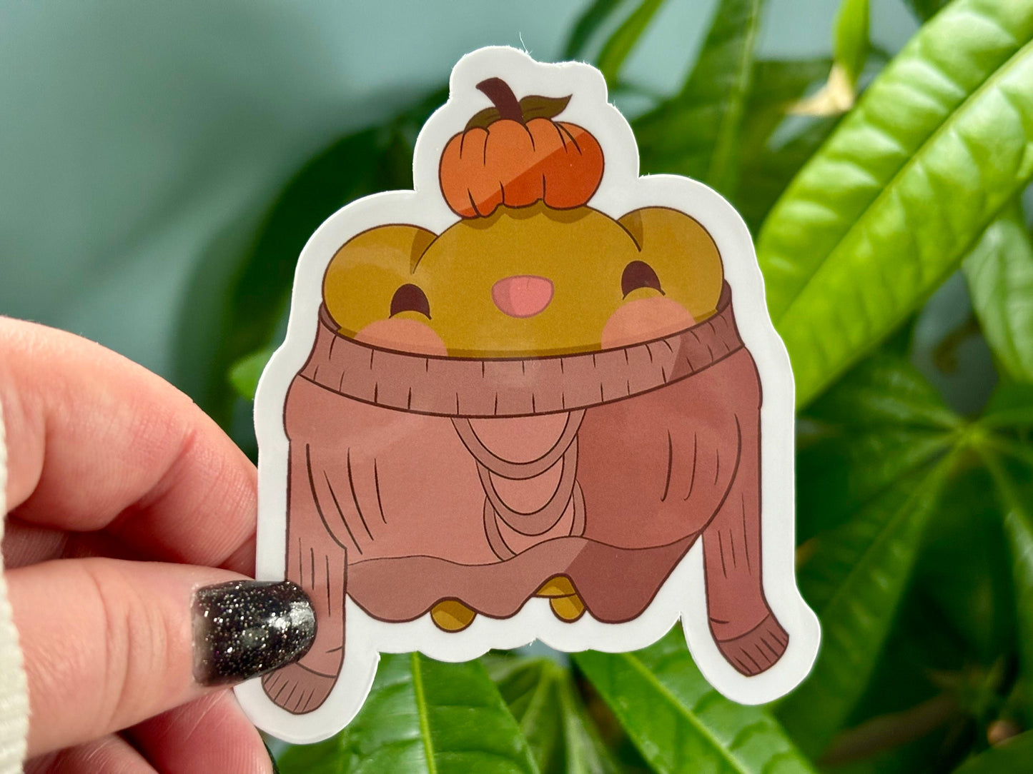 Kawaii Frog Sticker | Autumn Sweater Weather, Pumpkin Vinyl
