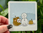 Funny Frog Christmas Snowman Vinyl Sticker | Waterproof Holiday Decal