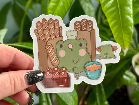 Frog Baking Sticker | Kawaii Cottagecore, Foodie Frogs