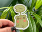 Cute Frog with Plant Hat Sticker | Glossy Waterproof Vinyl Die Cut