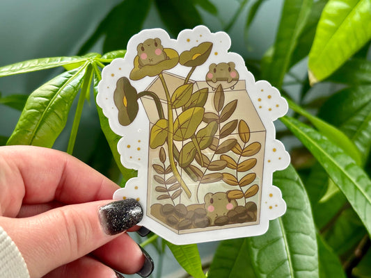 Milk Carton Frog Terrarium Sticker | Waterproof Vinyl Decal