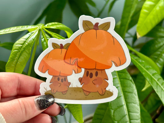 Mushroom Pumpkin Sticker | Cottagecore Autumn Laptop Decal