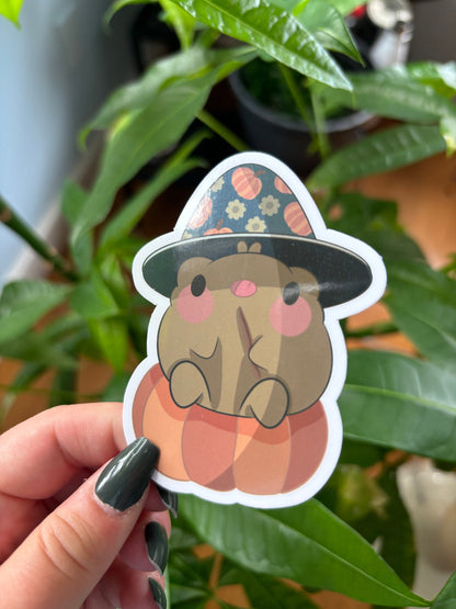 Autumn Witch Frog Sticker | Waterproof Halloween Vinyl Decal