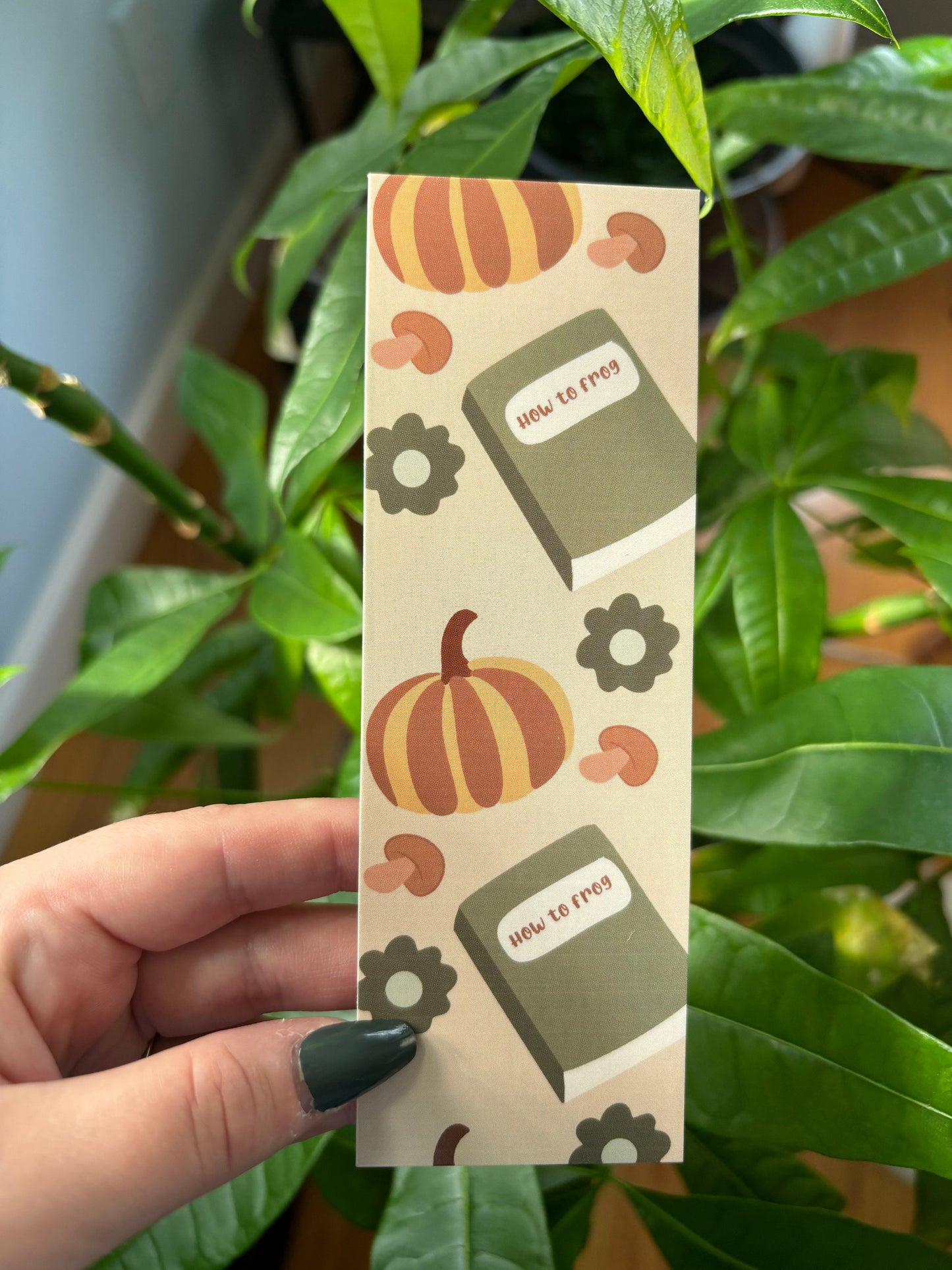 Autumn Bookmark | Cozy Fall Design, Mushrooms & Pumpkins
