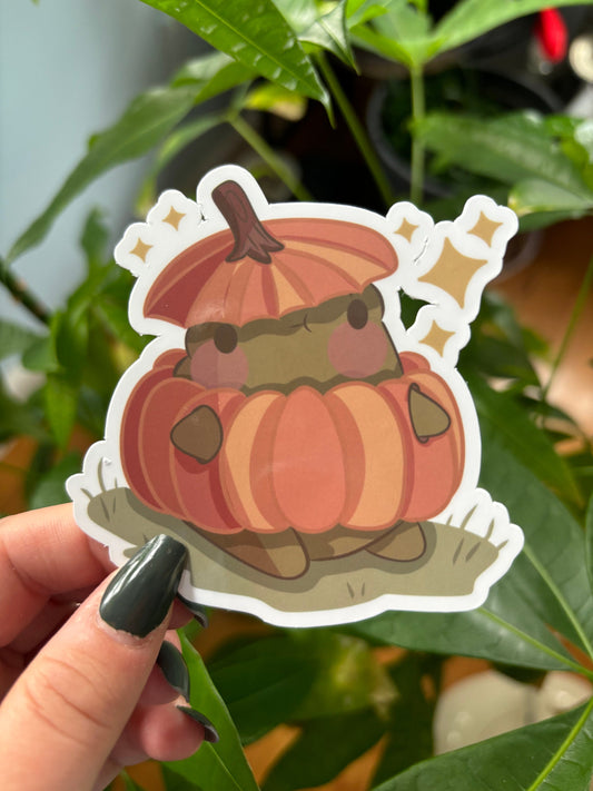 Frog in Pumpkin Waterproof Sticker | Halloween Vinyl Decal