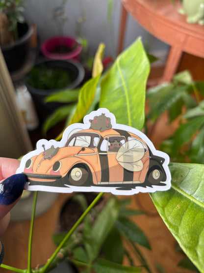 Bee Buggy Waterproof Sticker | Cute Frog Art