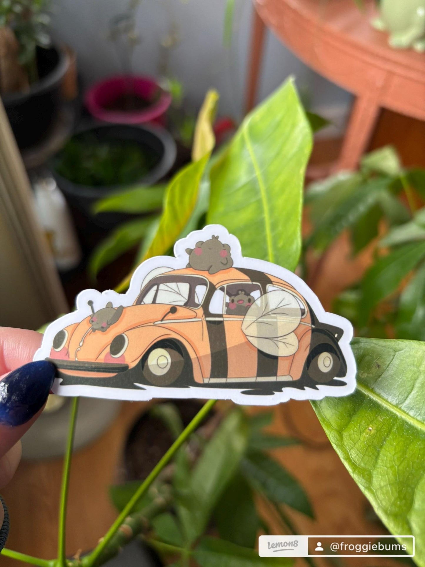 Bee Buggy Waterproof Sticker | Cute Frog Art