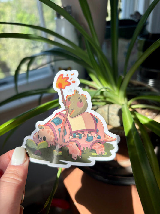 Gerald riding a turtle