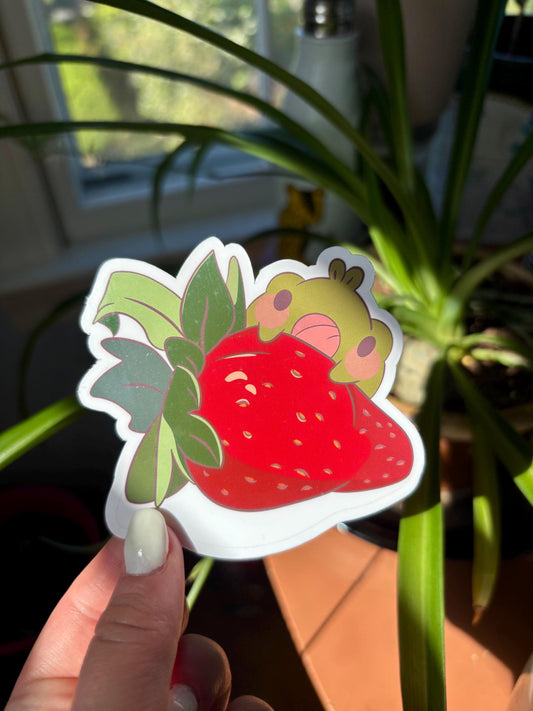 Gerald eating a strawberry