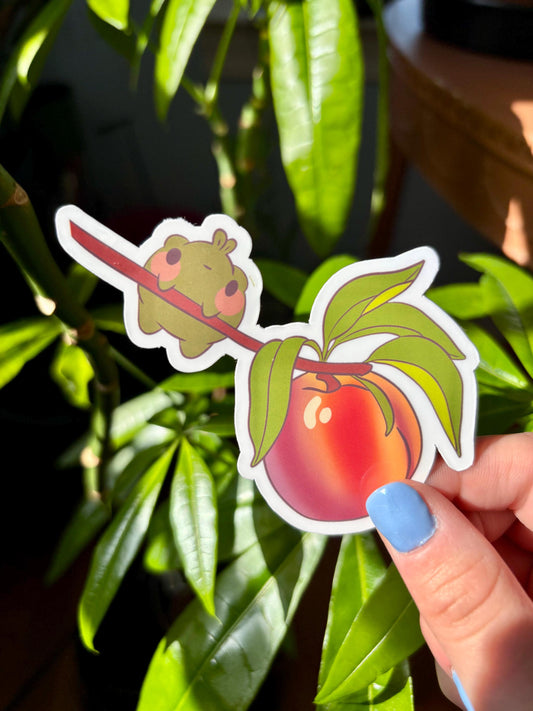 Hanging on the peach