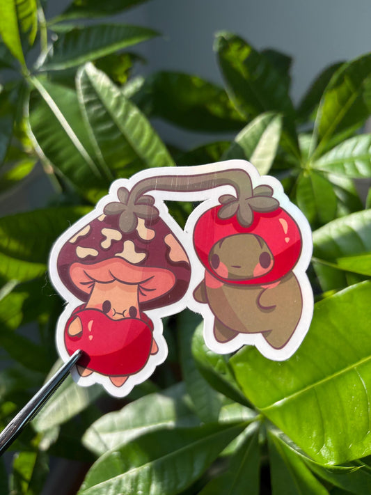 Frog and Mushroom Tomato Hat Sticker – Waterproof Vinyl Decal