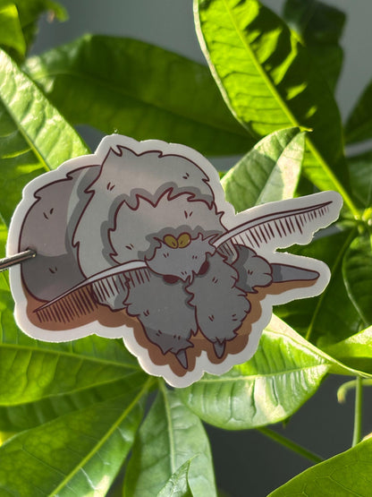 Fuzzy Grey Moth Sticker – Waterproof Vinyl Insect Art