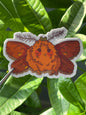 Orange Fuzzy Moth Sticker – Waterproof Vinyl Insect Art