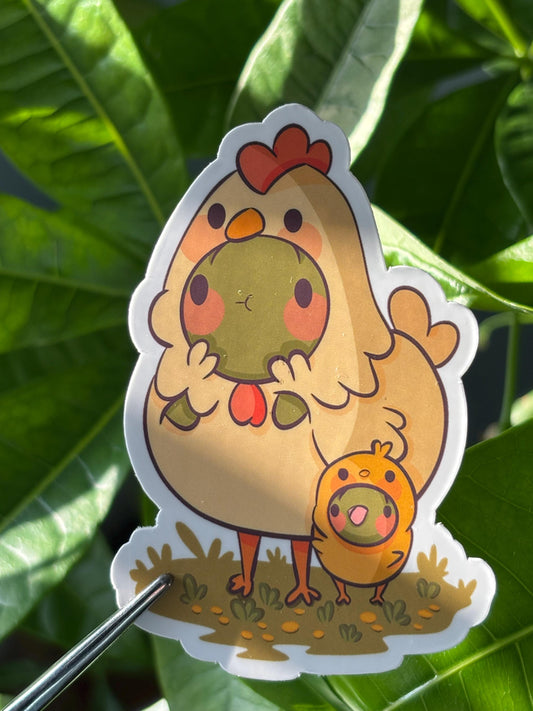 Chicken Frog Vinyl Sticker – Waterproof Animal Mashup