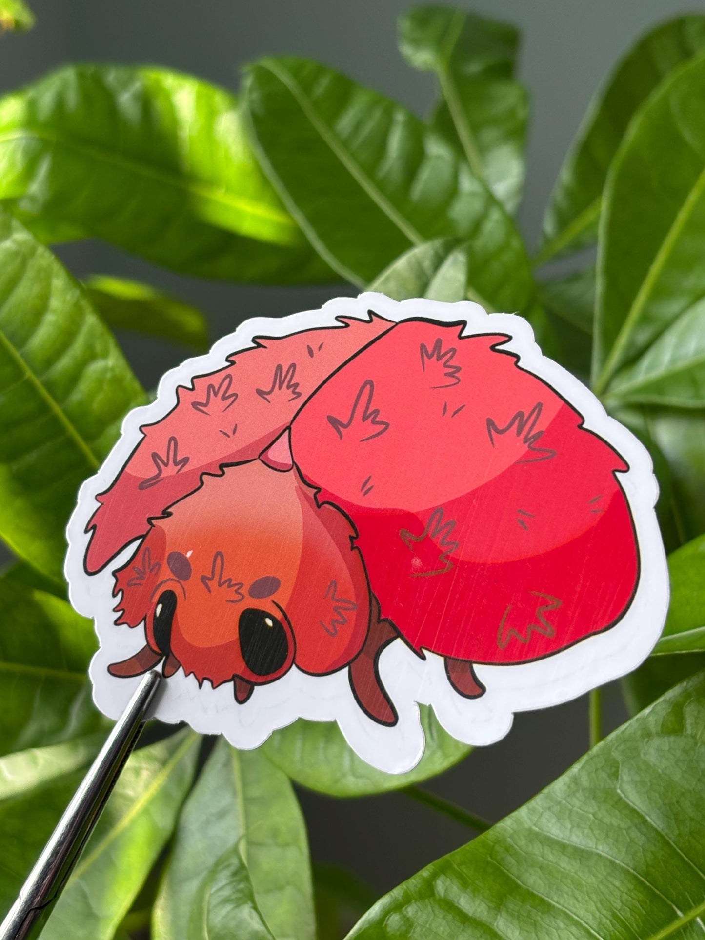 Red Fuzzy Ladybug Sticker – Kawaii Waterproof Vinyl Decal