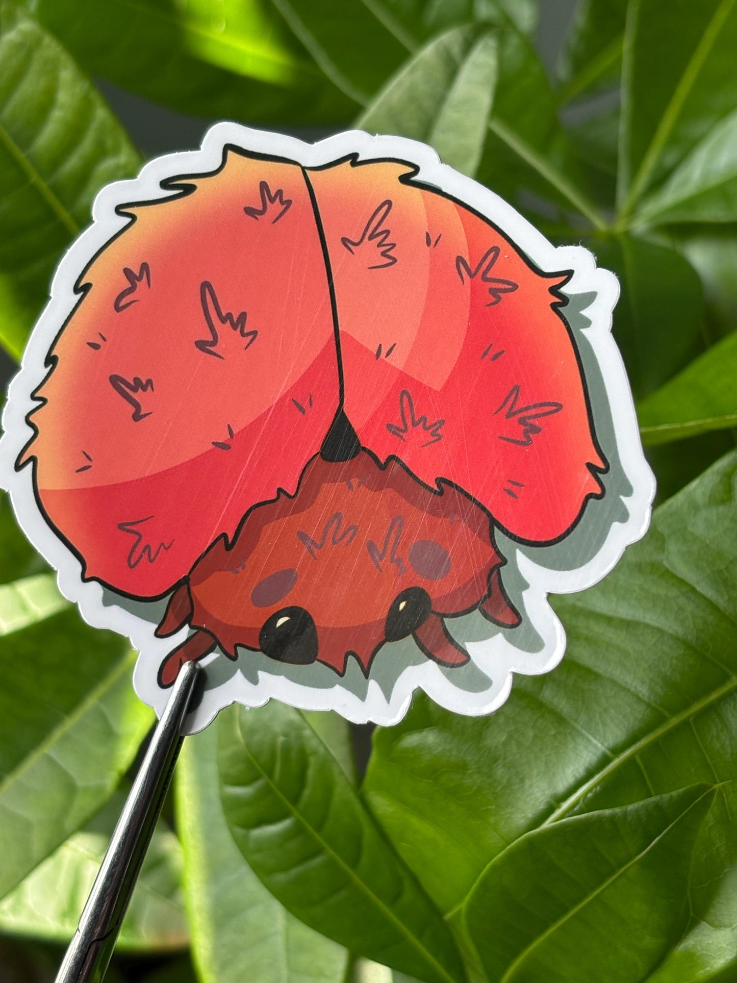 Fuzzy Peach Ladybug Sticker – Kawaii Vinyl Bug Decal