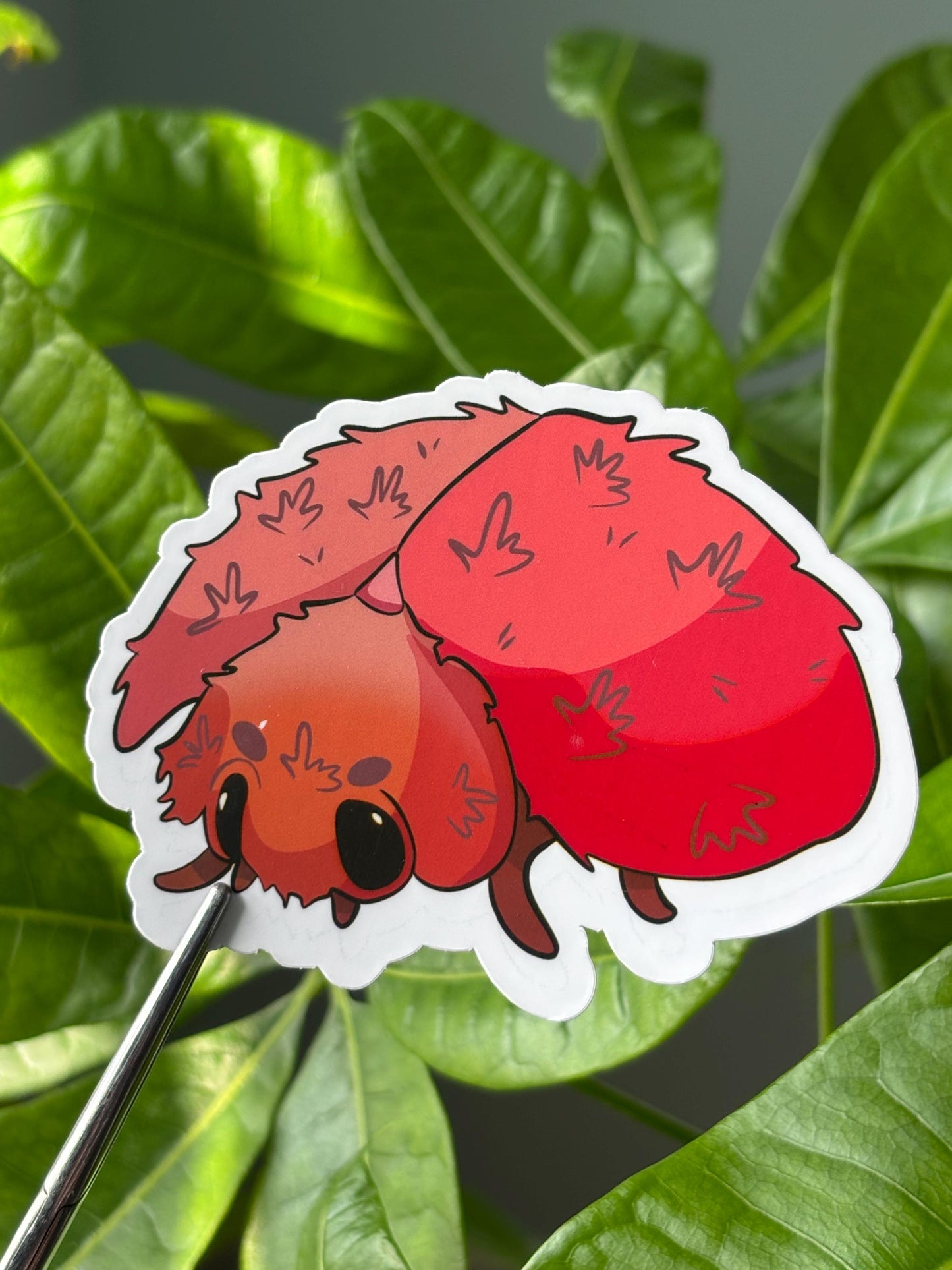 Red Fuzzy Ladybug Sticker – Kawaii Waterproof Vinyl Decal