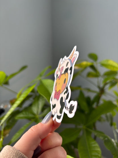 Frog in Cow Costume Sticker | Kawaii Laptop Decal