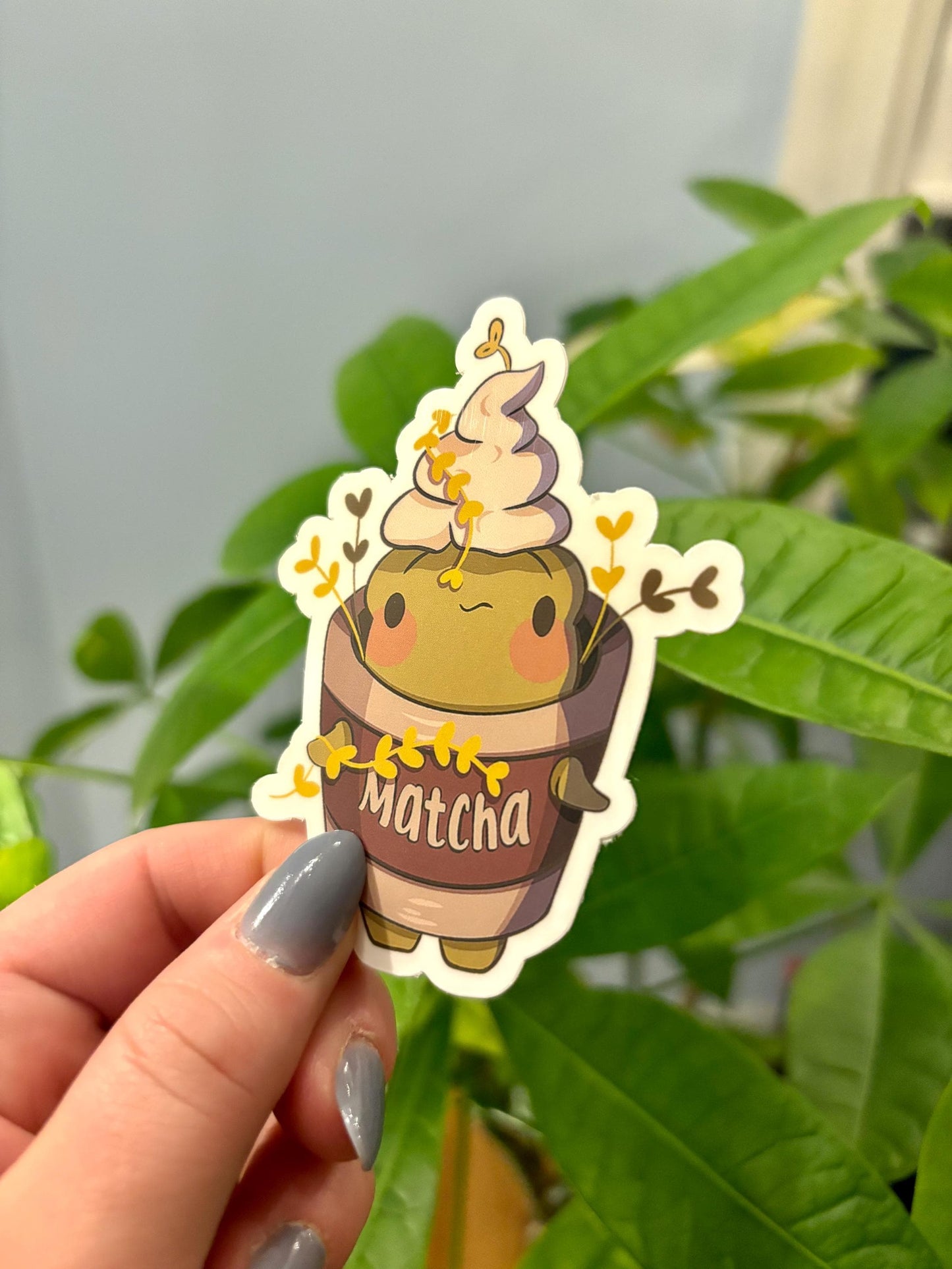 Cute Matcha Latte Sticker | Kawaii Coffee Cup Character | Cozy Autumn Vinyl Sticker | Planner Laptop Water Bottle Decal