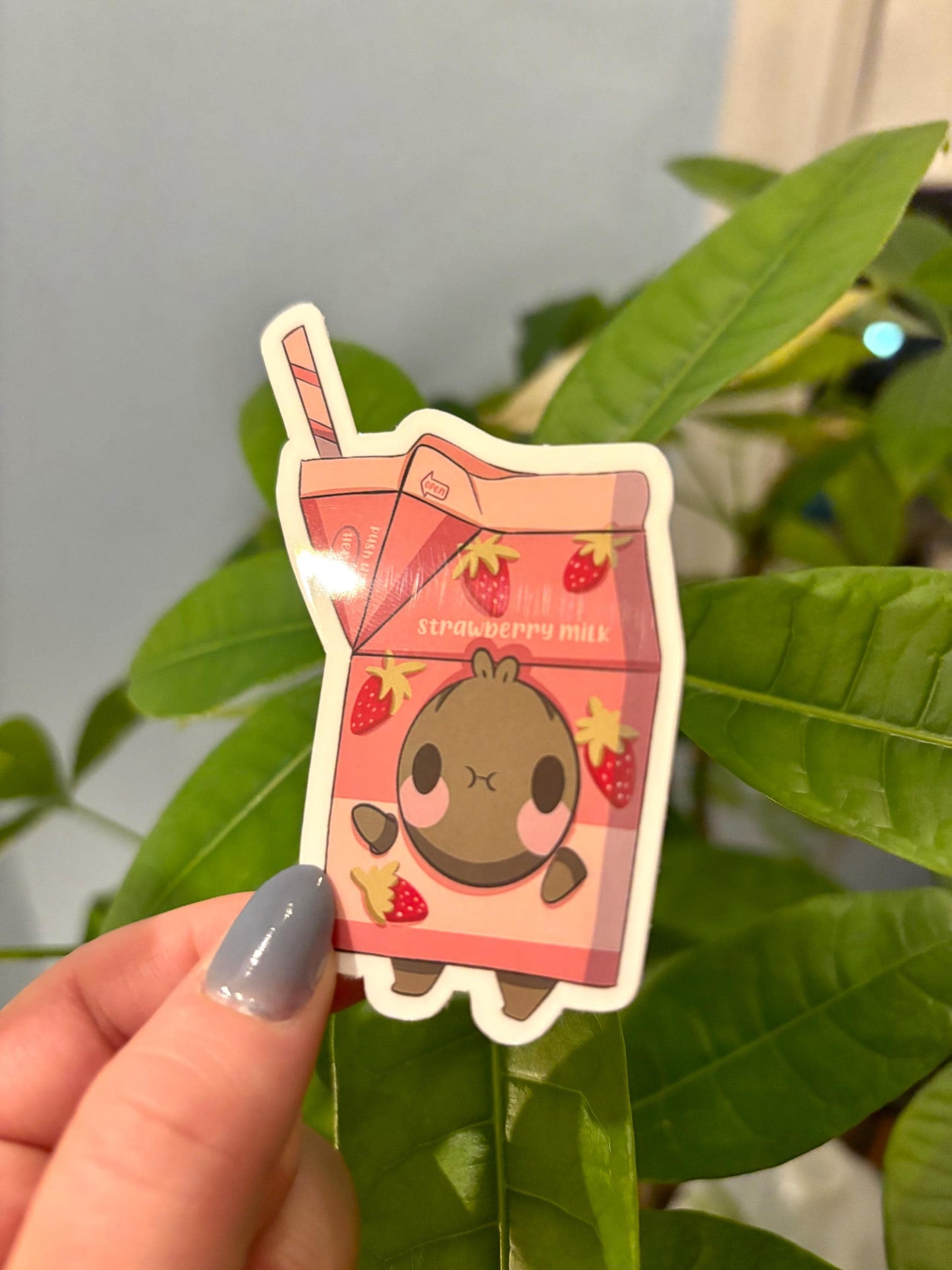 Kawaii Strawberry Milk Sticker | Pink Drink Carton Decal
