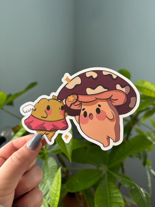 Fairy Frog Vinyl Sticker | Kawaii Mushroom Decal