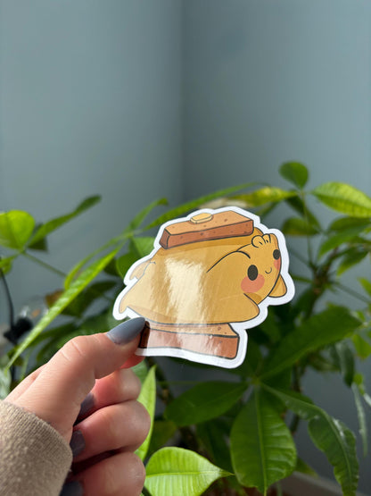 Frog Toast Sticker | Kawaii Laptop Decal, Water Bottle Sticker