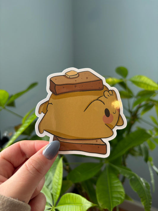 Frog Toast Sticker | Kawaii Laptop Decal, Water Bottle Sticker