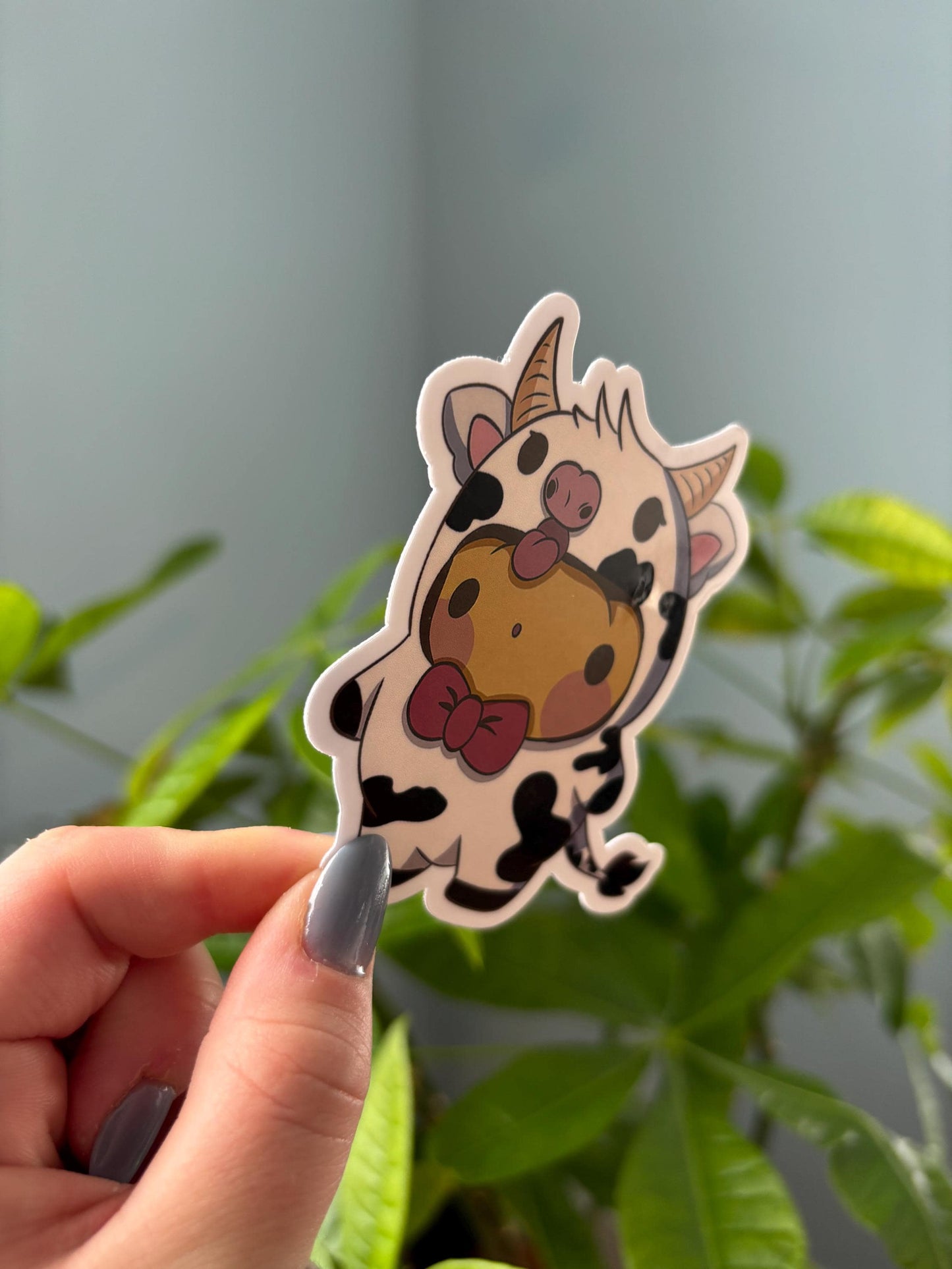 Frog in Cow Costume Sticker | Kawaii Laptop Decal