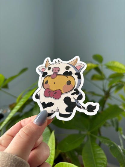 Frog in Cow Costume Sticker | Kawaii Laptop Decal